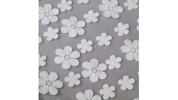 3D flower embroidery fabric New fashion mesh polyester lace chemical embroidery for Dress Oem customized1