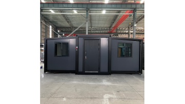 Black luxury expandable container house, large size with bathroom and 2 bedrooms