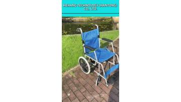 Compact Portable Wheelchair With Comfortable Blue Seat