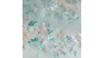 2021 Hot Light Blue Customed Embroidered Sequin Lace Mesh Beach Wedding Dress Fabric1