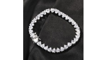 Women Men Luxury Heart Shape 7mm Copper Zirconia White Gold Tennis Bracelet1