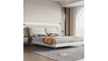 High-end light luxury atmosphere bedroom Nordic upholstered bed Italian minimalist leather bed modern minimalist double bed1