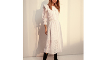 Elegant Floral Eyelet Hollow Out  Midi  Maxi Lightweight Semi Sheer Cotton Dress1