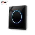 KEKA Luxury wall light touch point switch universal standard lighting 1 Gang 1 way switch tempered glass switching power supply