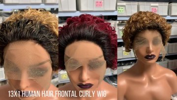 Cheap pixie short curly bob 99J burgundy raw indian virgin human wig 13x1 frontal curls short wigs pixie cut human hair wig1
