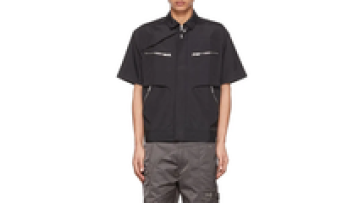 Mens Work Zipper Polo Button Down Shirt Double Pocket Nylon Shirts for Men1