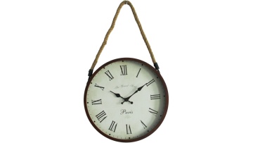 12 - Inch Retro Wall Clock with Rope Hanging: The Grand Hotel Paris Style