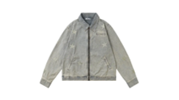 OEM High Quality Laser Print Denim Zip Over Sized Acid Wash Jean Jacket1