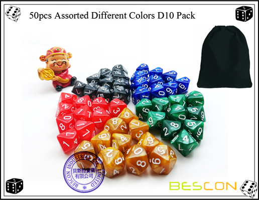 50pcs Assorted Different Colors D10 Pack
