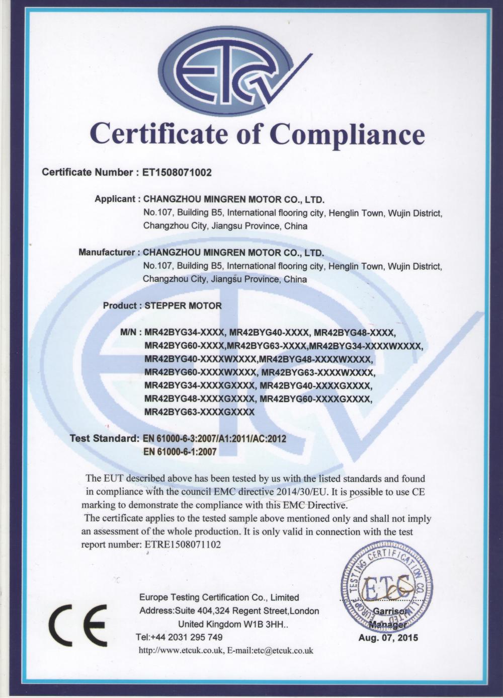 CE certificate