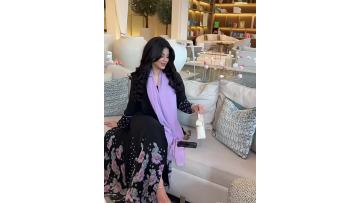 Floral Print Open Abaya with Chiffon Headscarf (1)