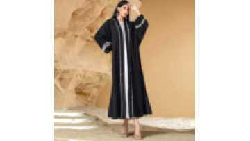 Classic Solid Color Dubai Abaya Muslim Dress Casual Long Sleeve Robe Modest Daily Wear for Women1