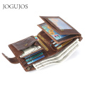 JOGUJOS Crazy Horse Leather Men's Wallet Genuine Leather Men Business Wallet Men Card Id Holder Coin Purse Travel wallet For Man