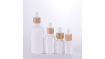 opal white glass bottle with bamboo dropper