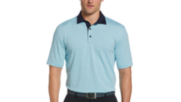 Custom 4 Way Stretch 92% Polyester 8% Spandex Golf Polo Shirts with Stripes Logo1