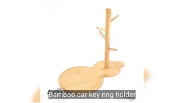 Bamboo Car Key Ring Holder, Entryway Tray, Storage Rack1