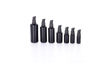 Black round shoulder glass bottle with screw cap
