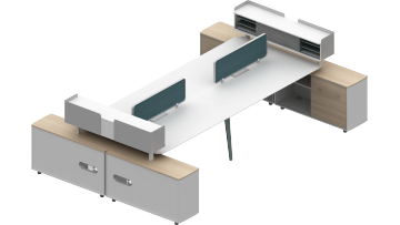 4-person Office Workstations Face to Face