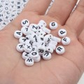 100/200/500pcs 4x7mm Mixed White Letter Beads Rounde Loose Acrylic Beads for Accessories Jewellery Making 1.7mm Hole