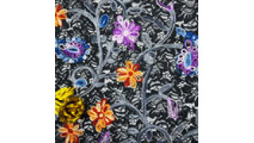 Wholesale Custom Bridal Embroidery Lace Fabric 3D Flower Applique Floral black cotton Lace Fabric1