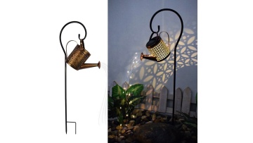 New Waterproof Solar Led Art Watering Can Light Crackle Metal Solar Yard Garden Decoration Stake Light1