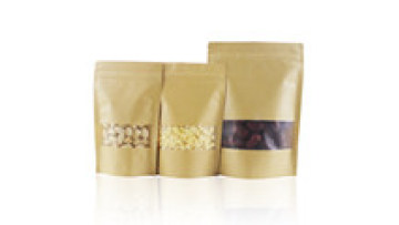 Matte Clear Window Craft Flat Bottom Zip lock Stand up Pouches / Coffee Food Packaging / Kraft Paper Packing Bags1