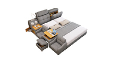Modern minimalist multifunctional smart tatami cloth bed fabric sofa double bed modern minimalist wedding bed technology cloth1