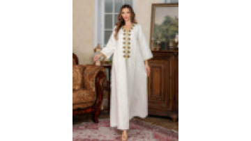 Elegant V Neck Middle East Women's Abaya Robe Embroidered Evening Gown Dubai Ethnic Ramadan Jalabiya Beaded Muslim Fashion Dress1