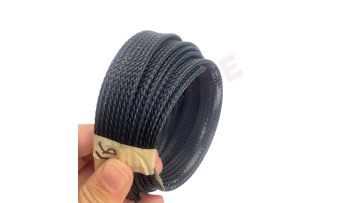 Expandable braided PET black cable sleeve
