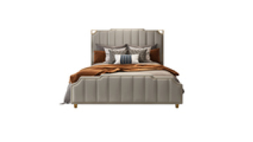 Modern leather bed golden stainless steel luxury bedroom furniture set king size and queen size available1