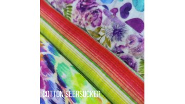 Digital Printing Fabric Cotton Woven Seersucker Purple Floral Design Bubble Fabric1