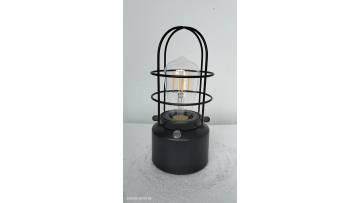Battery table lamp wire cage shade LED light bulb