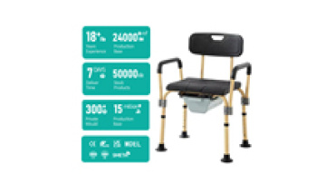 Non-Slip Shower Chair for Elderly Pregnant Women Home Use Safety Equipment Wood Grain Aluminum Alloy Anti-Rust Commode Chair1