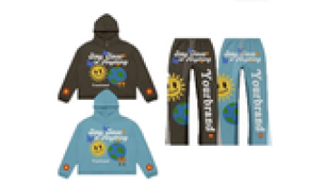 Custom Screen Print Men Tracksuit Set Graphic Sweatpants and Hoodie Flare Sweat Pants Men Sets1