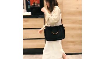 Fashion style customized logo canvas high capacity tote bag Eco friendly women shoulder bag with side pocket1