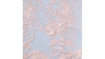 New products Poly mesh with chemical border embroidery fabric for dress casual skirt fabric solon pink1