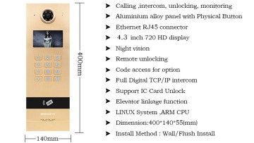 Multi Apartments Building Video Intelligent Ringbell Rainproof Intercom1