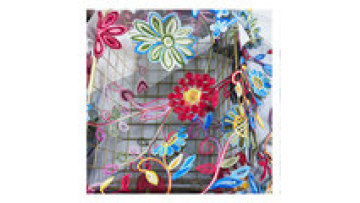 Wholesale floral  lace  embroidery fabric Polyester flower design mesh fabric for garment1