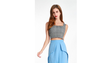 Printed Square-neck Short Vest