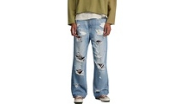 High Quality Wholesale Custom Stylish Ripped Leggy Wide Leg Casual Denim  Jeans For Men1