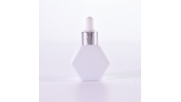 Hexagon Shape White Glass With Sliver Dropper 