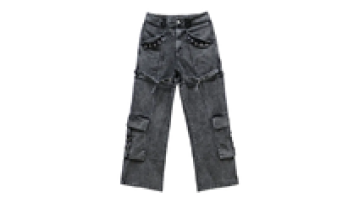 Latest Design Wide Leg Heavy Monkey Wash Denim Jeans Pants with Cargo Pockets Men1
