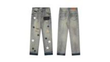 Custom Leather Patch Denim Breathable Fit Baggy Jeans Dark Denim Jeans with Pocket For Men1