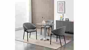 Modern Houndstooth Armchair with Gold-Toned Accents - Ergonomic Comfort & Stylish Design