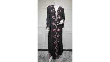 Floral Embroidered Lace Open Front Abaya