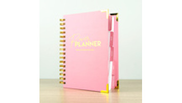 Factory Manufacturer Custom Wire Binding Notebook Hot Stamping Foil Hardcover Rose Gold Ring Spiral Notebooks1