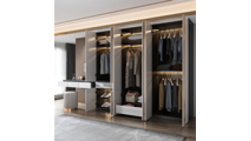 Simple and modern dressing table integrated wardrobe Customized home bedroom open wooden door wardrobe closet1