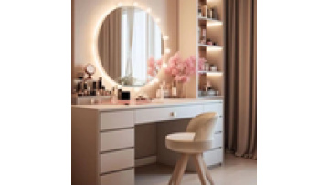 Modern Bedroom Furniture Led Light White Color Optional Storage Dresser Makeup Vanity Dressing Table With LED1