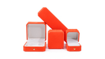 Han Hong wholesale custom jewelry box with logo luxury pendant earrings bracelet necklace ring box Orange velvet jewelry box1