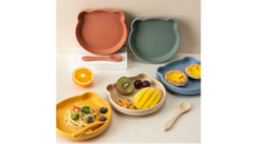 Wholesale Silicone baby plate Easy-to-clean with suction perforated plate BPA Free, Food Grade Dinner Plates for children1